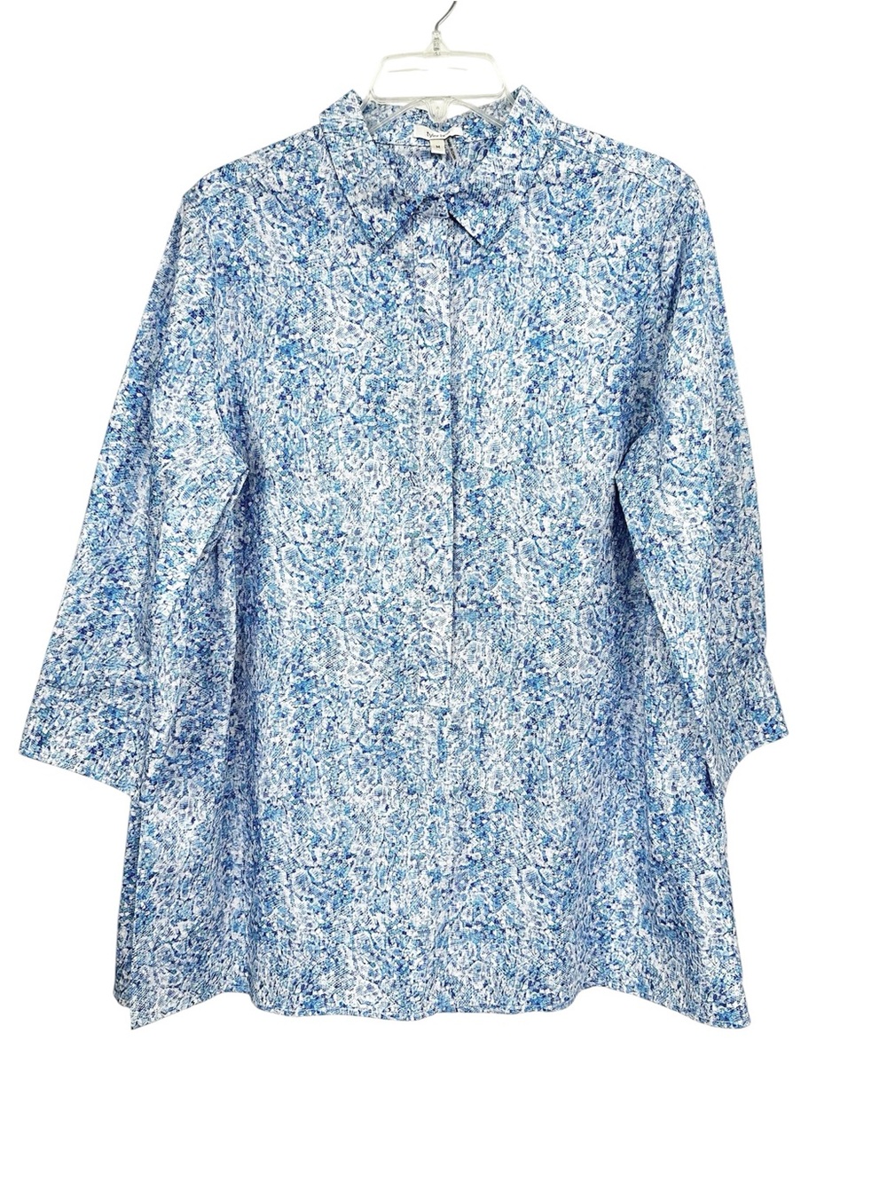 Tyler Boe Shirt Madison Poplin Tunic Top Tile Blue Cotton Women’s Size Medium